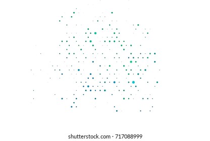 Light Blue, Green vector modern geometrical circle abstract background. Dotted texture template. Geometric pattern in halftone style with gradient. 