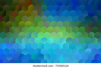 Light Blue, Green vector modern geometrical circle abstract background. Dotted texture template. Geometric pattern in halftone style with gradient. 