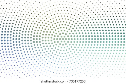 Light Blue, Green vector modern geometrical circle abstract background. Dotted texture template. Geometric pattern in halftone style with gradient. 