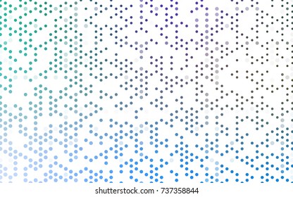 Light Blue, Green vector modern geometrical circle abstract background. Dotted texture template. Geometric pattern in halftone style with gradient. 