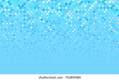 Light Blue, Green vector modern geometrical circle abstract background. Dotted texture template. Geometric pattern in halftone style with gradient. 