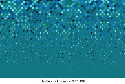 Light Blue, Green vector modern geometrical circle abstract background. Dotted texture template. Geometric pattern in halftone style with gradient. 