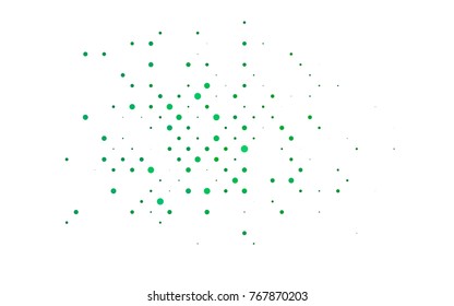 Light Blue, Green vector modern geometrical circle abstract background. Dotted texture template. Geometric pattern in halftone style with gradient. 