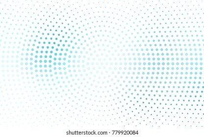 Light Blue, Green vector modern geometrical circle abstract background. Dotted texture template. Geometric pattern in halftone style with gradient. 