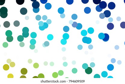 Light Blue, Green vector modern geometrical circle abstract background. Dotted texture template. Geometric pattern in halftone style with gradient. 