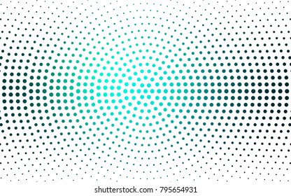 Light Blue, Green vector modern geometrical circle abstract background. Dotted texture template. Geometric pattern in halftone style with gradient. 