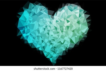 Light Blue, Green vector  mosaic cover. Shining illustration, which consist of triangles. The polygonal design can be used for your web site.