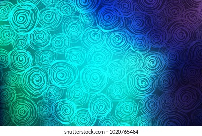 Light Blue, Green vector natural elegant background. A vague abstract illustration with roses in doodles style. Hand painted design for web, leaflet, textile.