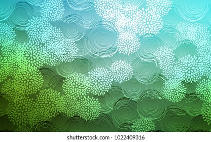 Light Blue, Green vector natural abstract pattern. Blurred decorative design in Indian style with flowers. Brand-new style for your business design.