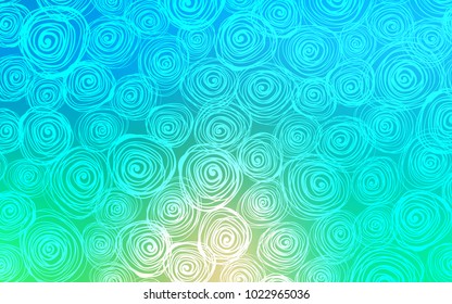 Light Blue, Green vector natural elegant background. A completely new color illustration in doodle style with roses. The best blurred design for your business.