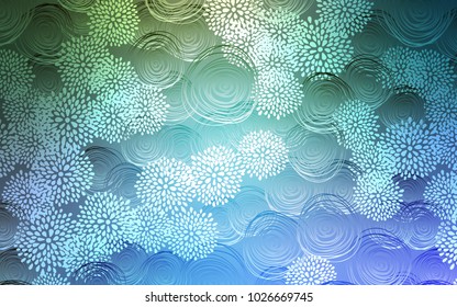 Light Blue, Green vector natural abstract template. Colorful illustration in doodle style with flowers. The pattern can be used for heads of websites and designs.