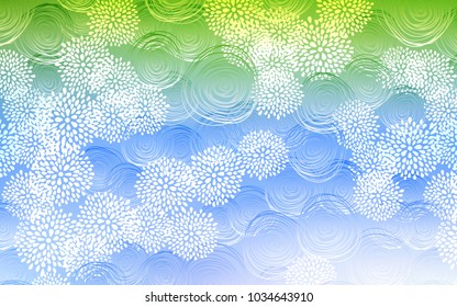Light Blue, Green vector natural abstract pattern. Colorful illustration in doodle style with flowers. The pattern can be used for heads of websites and designs.