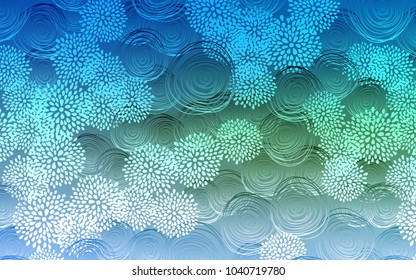 Light Blue, Green vector natural elegant template. Blurred decorative design in Indian style with flowers. Brand-new style for your business design.