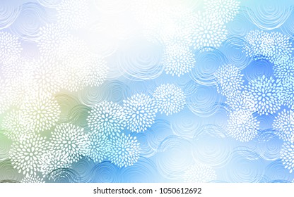 Light Blue, Green vector natural abstract template. A completely new color illustration in doodle style with flowers. The best blurred design for your business.