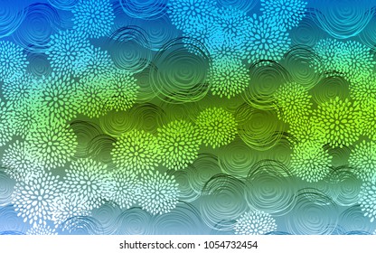 Light Blue, Green vector natural elegant template. A completely new color illustration in doodle style with flowers. Brand-new design for your business.