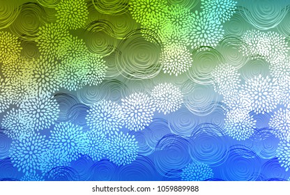 Light Blue, Green vector natural elegant background. Modern geometrical abstract illustration with flowers. The pattern can be used for heads of websites and designs.