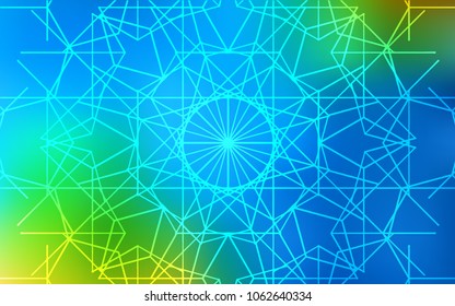 Light Blue, Green vector natural abstract pattern. Shining colored illustration with childish doodles in Arabic style. A completely new design for your business.