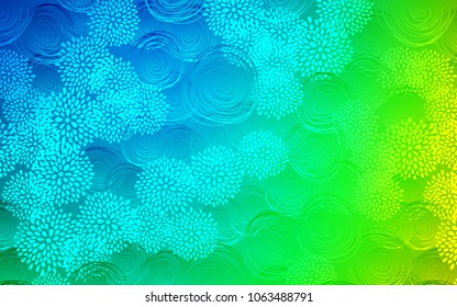 Light Blue, Green vector natural abstract template. Doodle illustration of flowers in Origami style with gradient. The doodle design can be used for your web site.