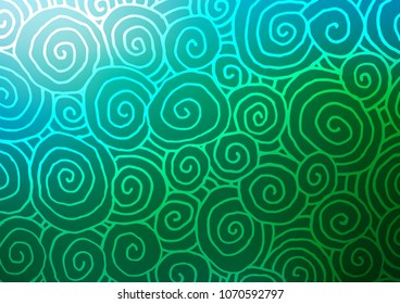 Light Blue, Green vector natural elegant texture. Shining colored illustration with doodles in Zen tangle style. The textured pattern can be used for website.