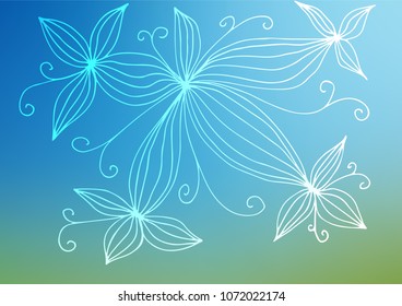 Light Blue, Green vector natural abstract floral template. Blurred decorative design in Indian style with lines. Brand-new style for your business design.