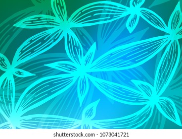 Light Blue, Green vector natural abstract template. Colorful abstract illustration with lines in Asian style. The doodle design can be used for your web site.