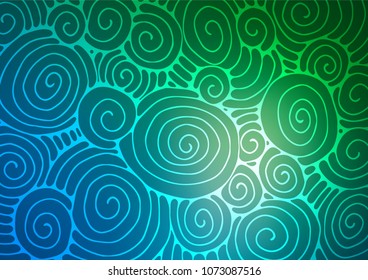 Light Blue, Green vector natural elegant texture. Doodles on blurred abstract background with gradient. The pattern can be used for wallpapers and coloring books.