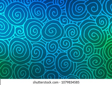 Light Blue, Green vector natural abstract texture. Blurred decorative design in Indian style with Zen tangles. Hand painted design for web, wrapping, wallpaper.