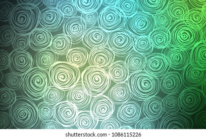 Light Blue, Green vector natural elegant artwork. Colorful illustration in doodle style with roses. Hand painted design for web, leaflet, textile.