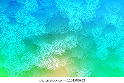 Light Blue, Green vector natural abstract template. An elegant bright illustration with flowers in Natural style. The pattern can be used for wallpapers and coloring books.
