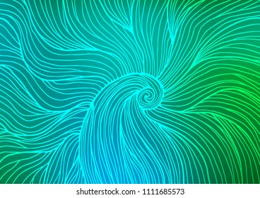 Light Blue, Green vector natural abstract background. Shining colored illustration with doodles in Zen tangle style. Brand-new style for your business design.