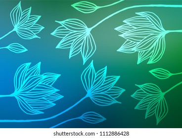 Light Blue, Green vector natural abstract texture. Blurred decorative design in Indian style with Zen tangles. The template can be used as a background for cell phones.