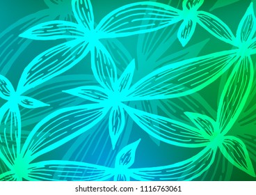 Light Blue, Green vector natural elegant floral pattern. An elegant bright illustration with lines in Natural style. A new texture for your design.