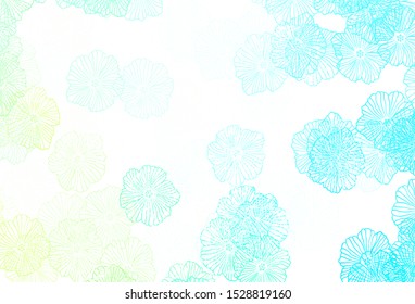 Light Blue, Green vector natural backdrop with leaves. Brand new colored illustration with flowers. A new texture for your wallpaper design.