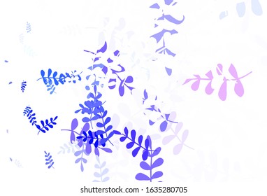 Light Blue, Green vector natural background with leaves. Doodle illustration of leaves in Origami style with gradient. Elegant pattern for your brand book.