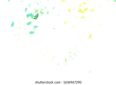 Light Blue, Green vector natural artwork with leaves. Sketchy doodles with leaves on blurred background. A new texture for your wallpaper design.