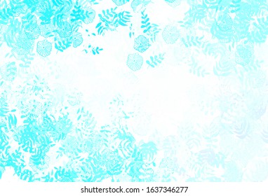 Light Blue, Green vector natural pattern with leaves, flowers. Shining colored illustration with leaves and flowers. Brand new design for your business.