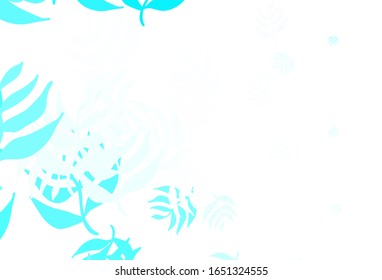 Light Blue, Green vector natural backdrop with leaves. leaves on elegant natural pattern with gradient. Hand painted design for web, wrapping.