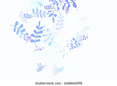 Light Blue, Green vector natural artwork with leaves. A vague abstract illustration with leaves in doodles style. Hand painted design for web, leaflets.
