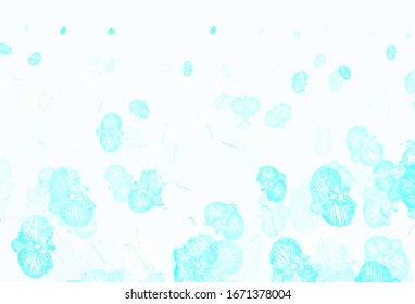 Light Blue, Green vector natural artwork with flowers. Shining colored illustration with flowers. A new texture for your wallpaper design.