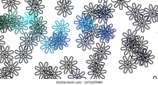 Azul claro, Verde vectorial natural con flores. Diseño sencillo con flores sobre fondo abstracto. Patrón colorido para las fiestas de primavera.
