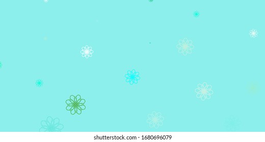 Light Blue, Green vector natural artwork with flowers. Abstract illustration with flowers in Origami style. Colorful pattern for spring parties.