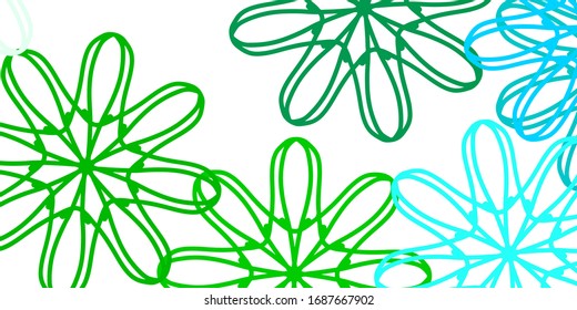 Azul claro, Vector Verde fondo natural con flores. Ilustración abstracta con flores de estilo Origami. Mejor diseño para su negocio.