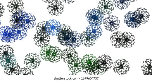 Light Blue, Green vector natural artwork with flowers. Simple design with flowers on abstarct background. Colorful pattern for spring parties.