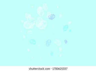 Azul claro, Verde vectorial natural con flores. Ilustración abstracta con flores al estilo de los doodles. Patrón para los jefes de sitios web, diseños.