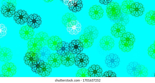 Light Blue, Green vector natural artwork with flowers. Modern design with gradient Flowers on abstract background. Best design for your business.