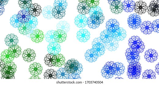 Light Blue, Green vector natural artwork with flowers. Modern design with gradient Flowers on abstract background. Pattern for website designs.