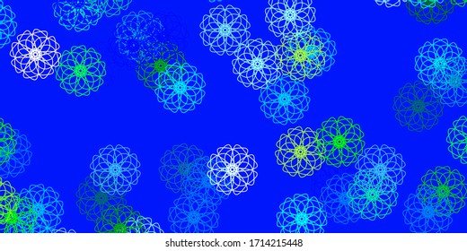 Azul claro, Verde vectorial natural con flores. Diseño sencillo con flores sobre fondo abstracto. Patrón colorido para las fiestas de primavera.