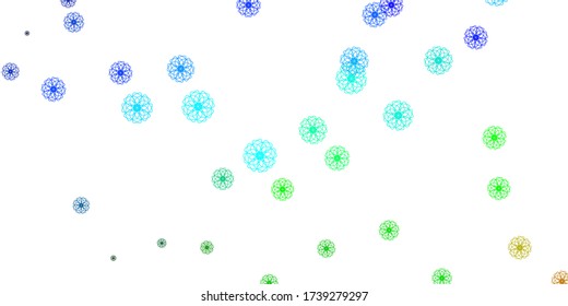Light Blue, Green vector natural artwork with flowers. Abstract illustration with flowers in Origami style. Best design for your business.