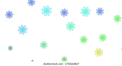 Light Blue, Green vector natural artwork with flowers. Abstract illustration with flowers in Origami style. Smart design for leaflets, books.