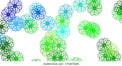 Hellblaue, grüne Vektorgrafiken mit Blumen. Abstrakte Illustration mit Blumen im Origami-Stil. Kluges Design für die Verpackung, Wallpaper.